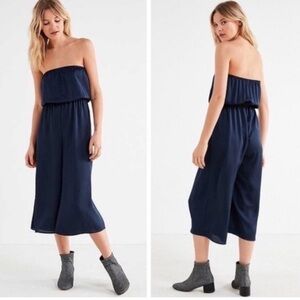 Urban outfitters blue Navy Strapless Jumpsuit size L